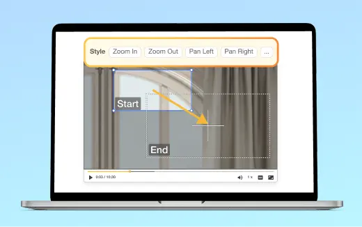 Ken Burns Effect in Visla’s video editor for smooth pan and zoom animations to enhance video storytelling.